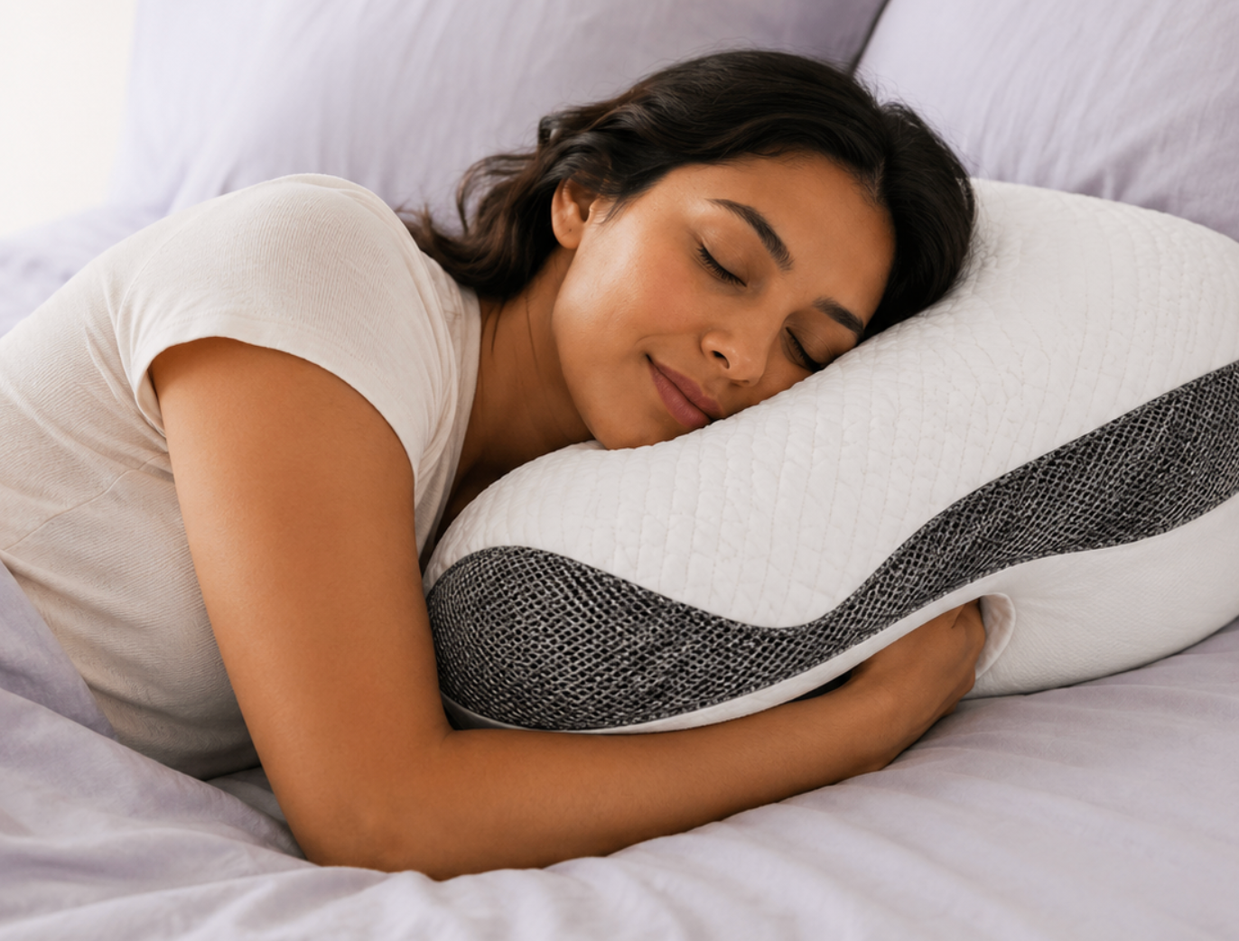 Side sleeper resting with the Anchor pillow